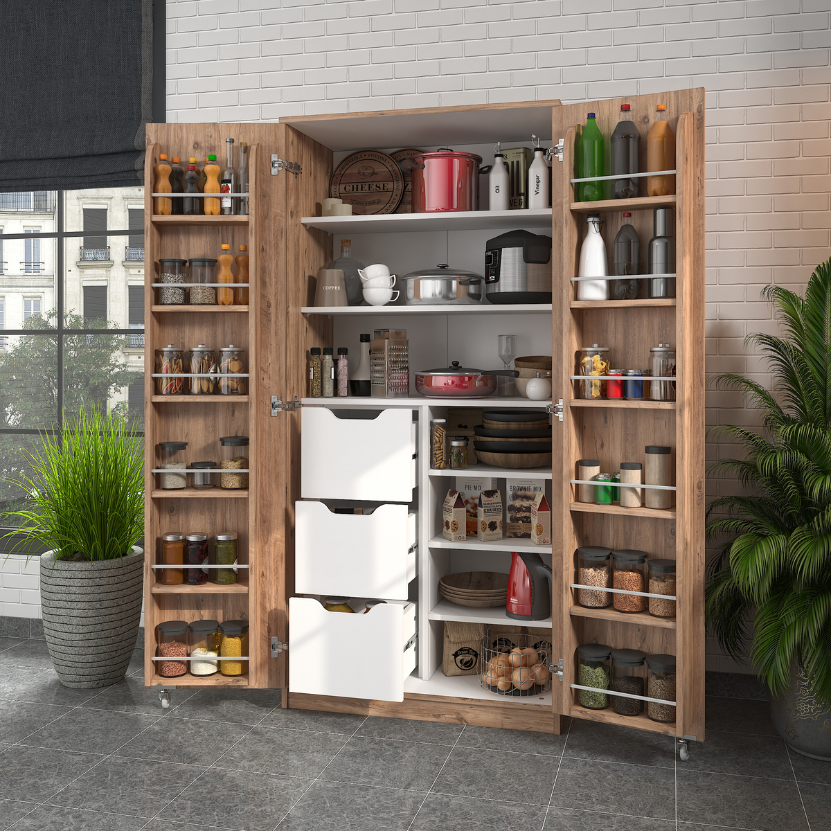 Sembol Kd 07 Kiler Dolabı 2 Kapılı 165 3 Çekmeceli  ( A ) 1830x862x469 Görseli
