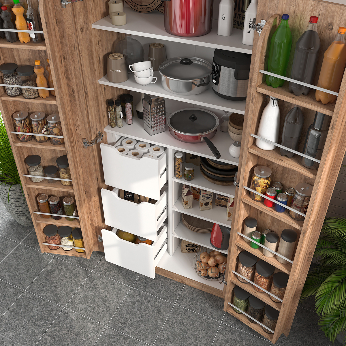 Sembol Kd 07 Kiler Dolabı 2 Kapılı 165 3 Çekmeceli  ( A ) 1830x862x469 Görseli