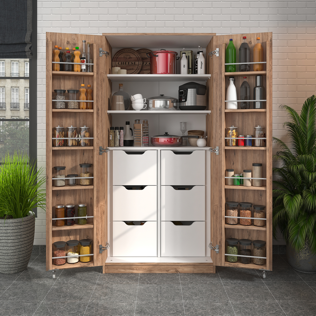 Sembol Kd 08 Kiler Dolabı 2 Kapılı 165 6 Çekmeceli ( A ) 1830x862x469 Görseli