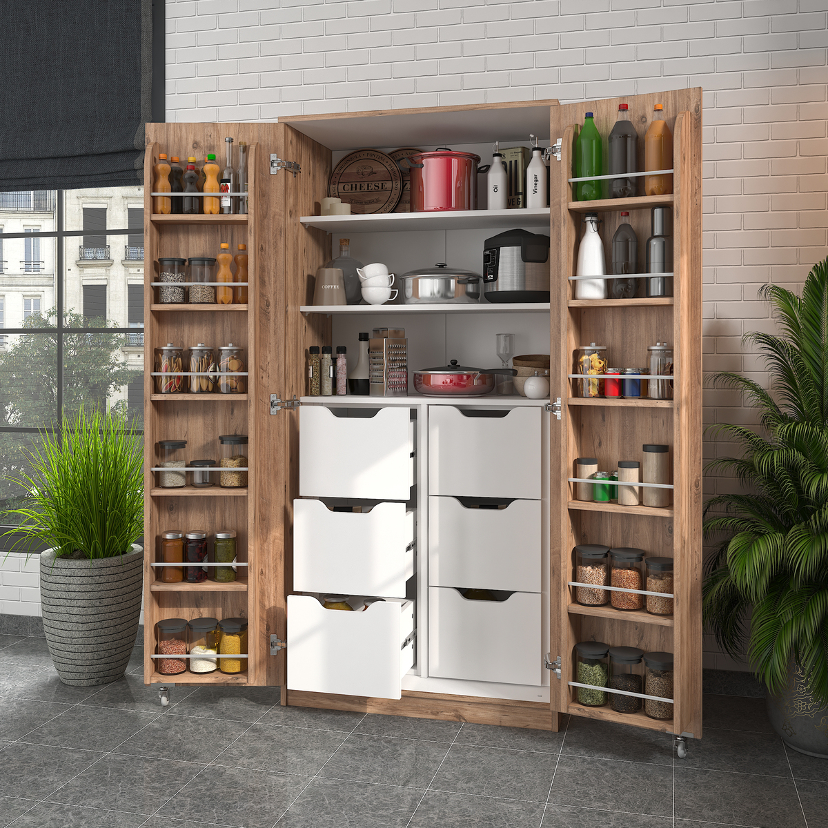 Sembol Kd 08 Kiler Dolabı 2 Kapılı 165 6 Çekmeceli ( A ) 1830x862x469 Görseli