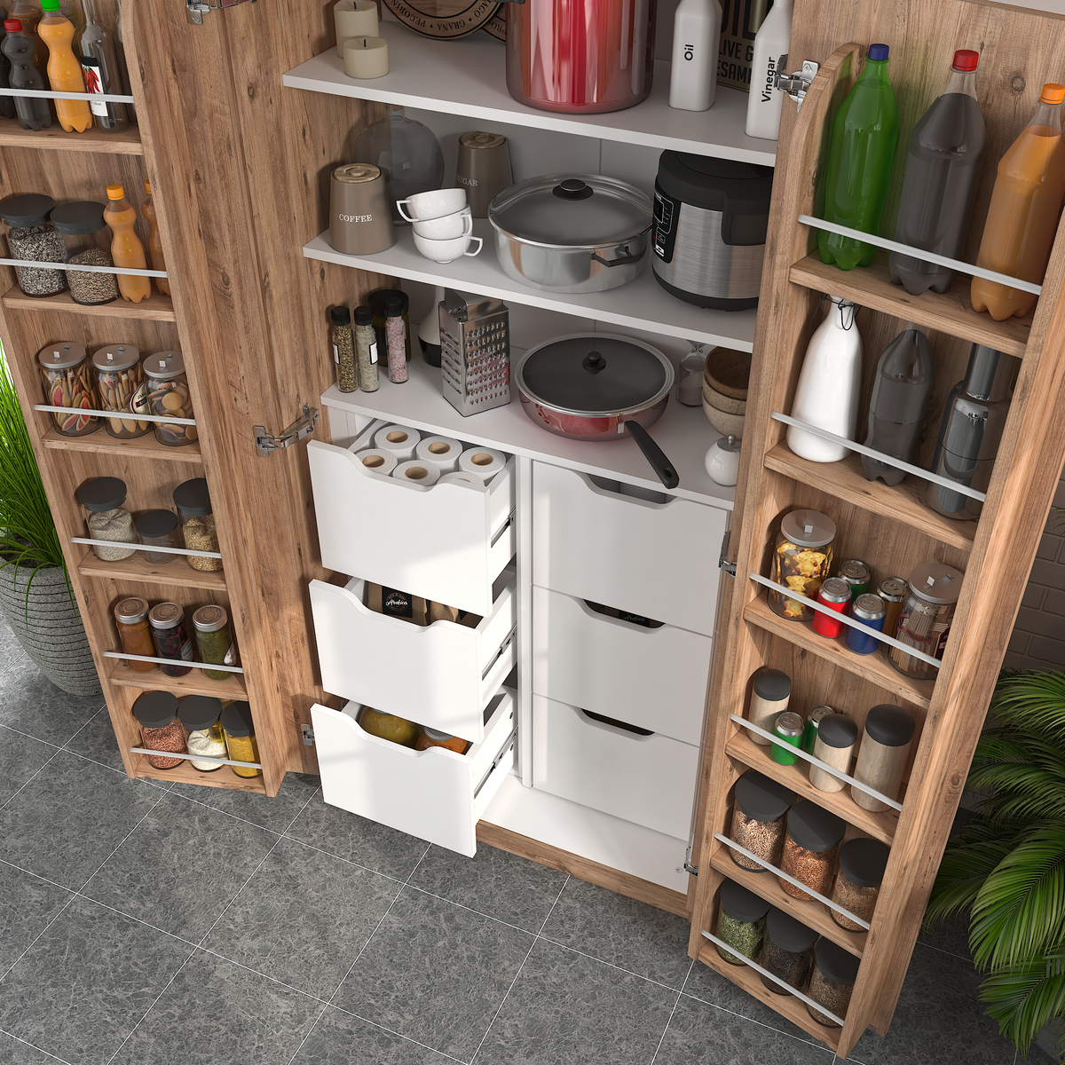 Sembol Kd 08 Kiler Dolabı 2 Kapılı 165 6 Çekmeceli ( A ) 1830x862x469 Görseli