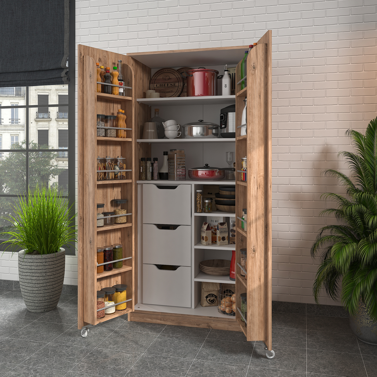 Sembol Kd 09 Kiler Dolabı 2 Kapılı 90 3 Çekmeceli ( A ) 1830x862x469 Görseli