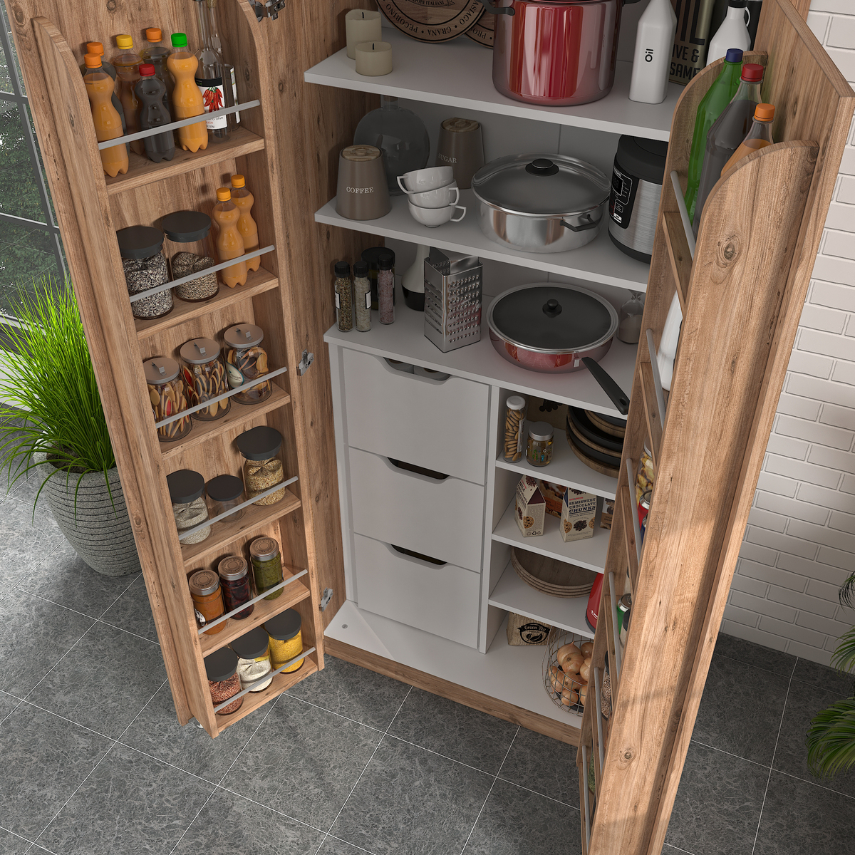 Sembol Kd 09 Kiler Dolabı 2 Kapılı 90 3 Çekmeceli ( A ) 1830x862x469 Görseli