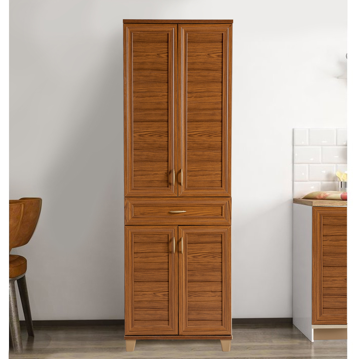 Sembol P 1082 Tek Çekmeceli - 4 Kapaklı Dolap ( Kahve ) 180x60x40 Görseli