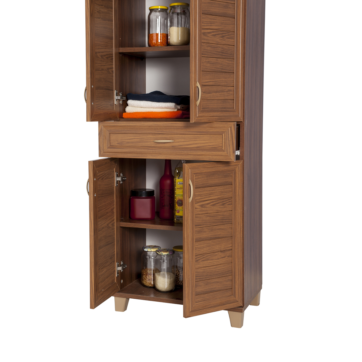 Sembol P 1082 Tek Çekmeceli - 4 Kapaklı Dolap ( Kahve ) 180x60x40 Görseli