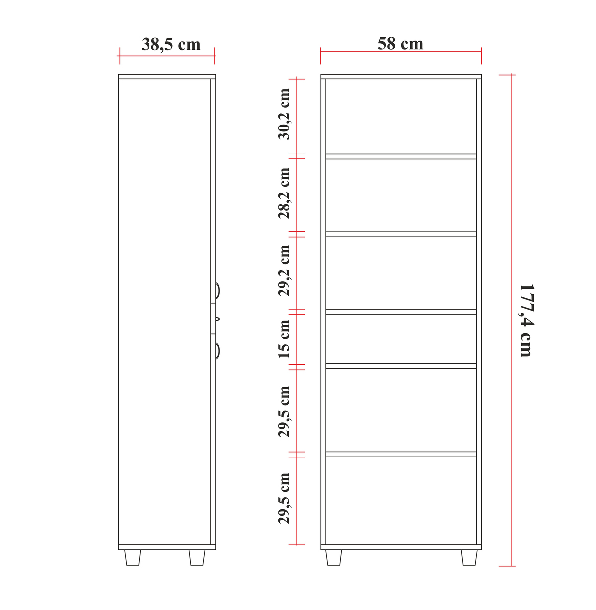 Sembol P 1082 Tek Çekmeceli - 4 Kapaklı Dolap ( Kahve ) 180x60x40 Görseli