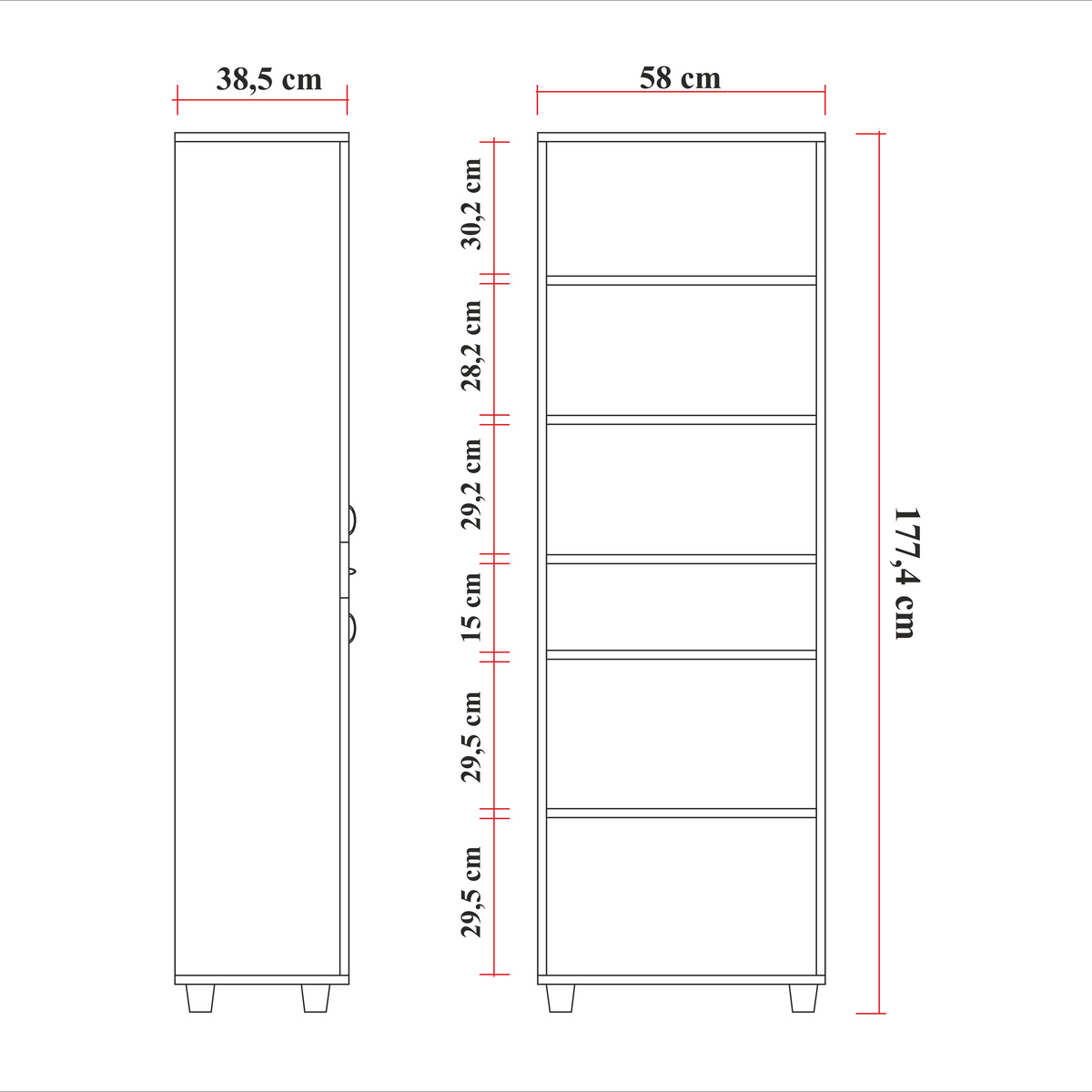 Sembol P 1084 Tek Çekmeceli - 4 Kapaklı Camlı Dolap ( C ) 180x60x40 Görseli
