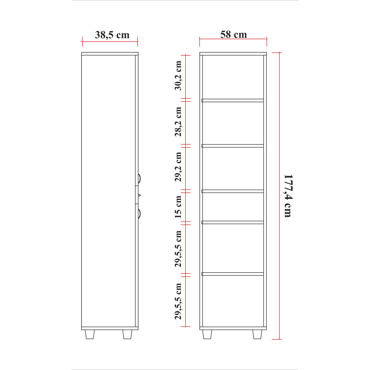 Sembol P 1086 Tek Çekmeceli - 2 Kapaklı Camlı Dolap ( A ) 180x45x40 Görseli
