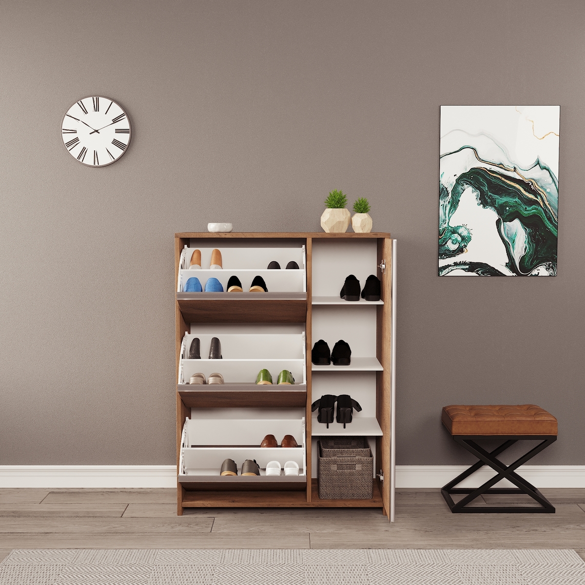 Sembol A 57 3 Düşer, Dört Kapaklı Ayakkabılık ( A.Çam ) 107x80x32 Görseli