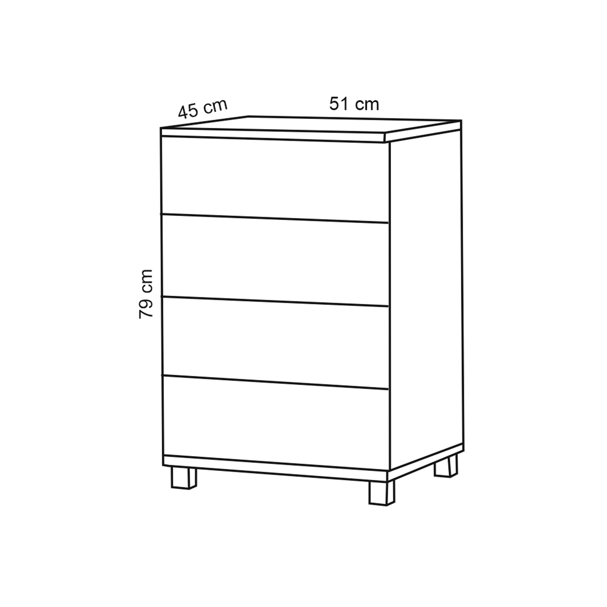 Sembol Duru 4 Çekmeceli Komodin ( Ceviz ) 51x79x45 Görseli