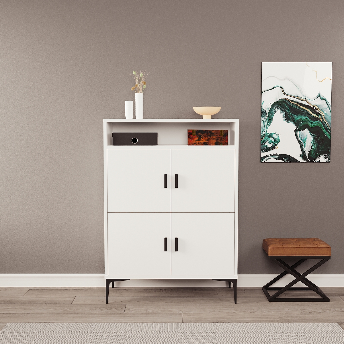 Sembol A 60 4 Kapaklı Ayakkabılık ( B ) 90x90x135