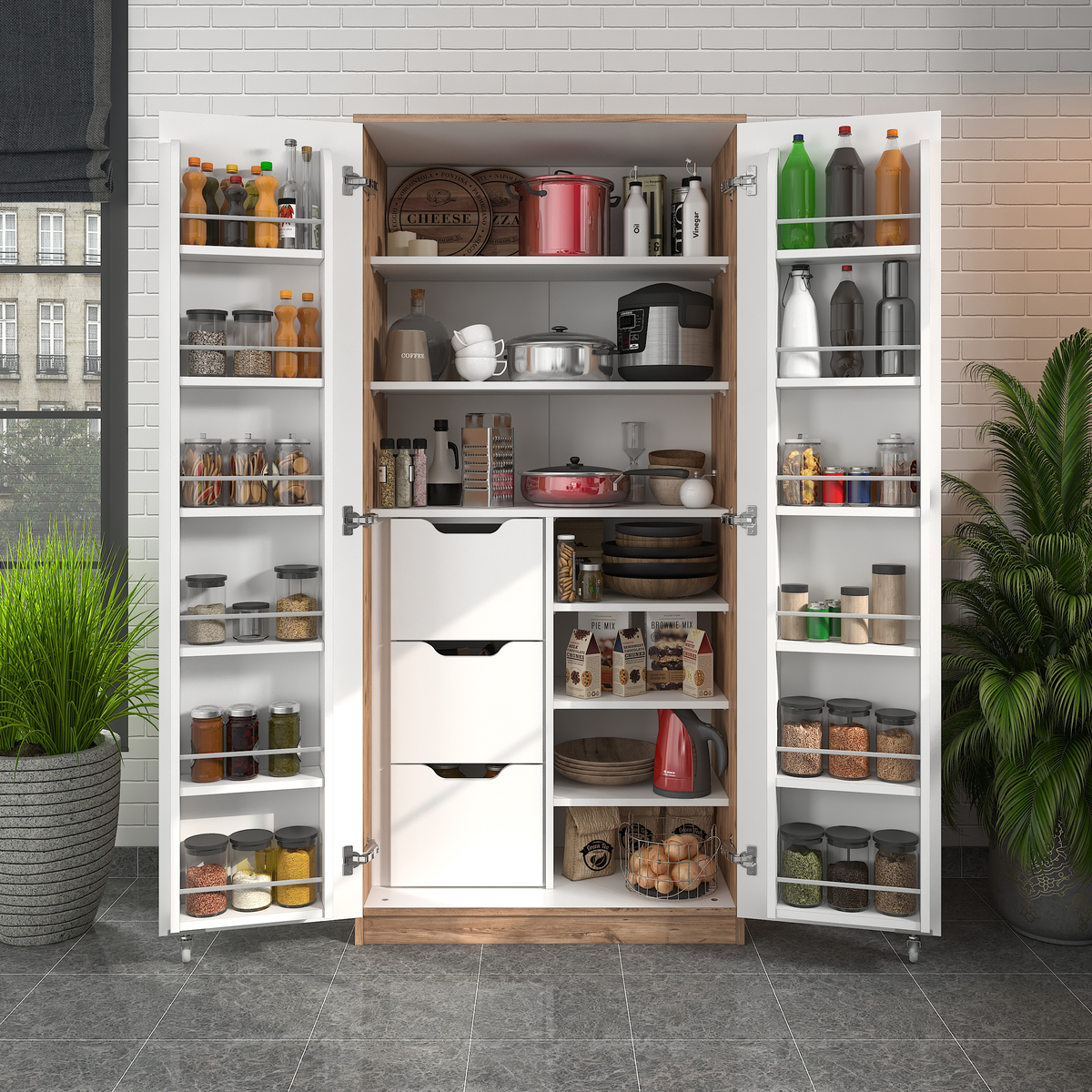 Sembol Kd 07 Kiler Dolabı 2 Kapılı 165 3 Çekmeceli  ( AB ) 1830x862x469 Görseli