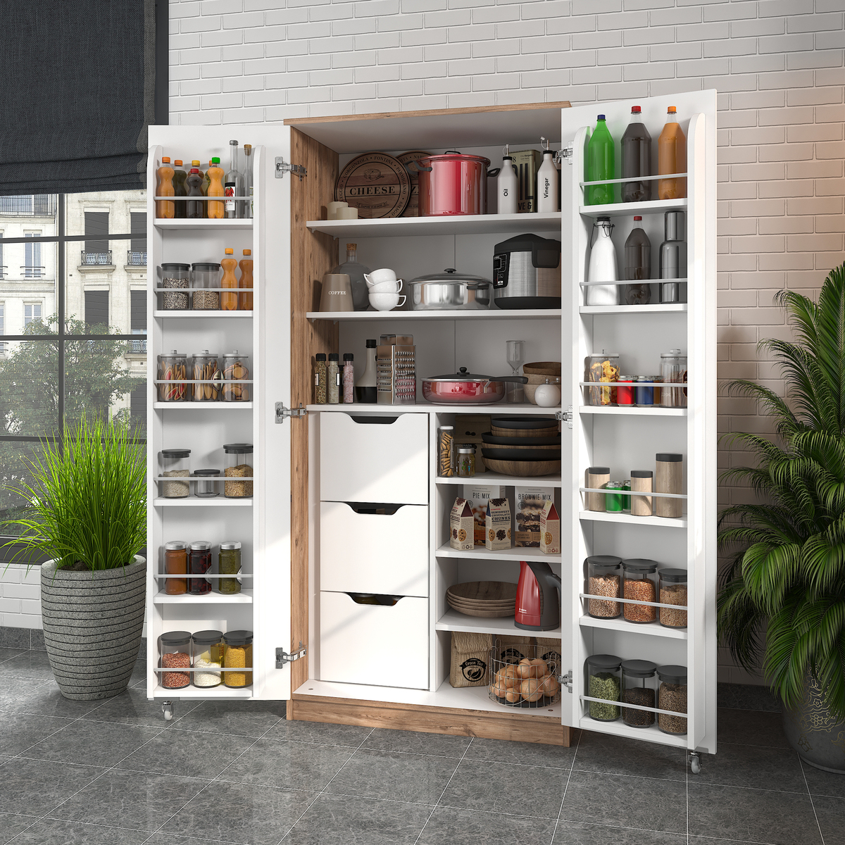 Sembol Kd 07 Kiler Dolabı 2 Kapılı 165 3 Çekmeceli  ( AB ) 1830x862x469 Görseli