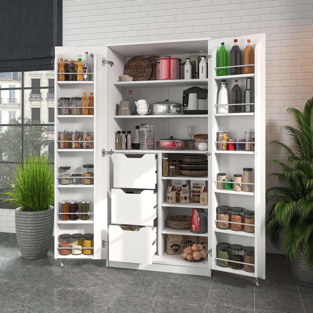 Sembol Kd 07 Kiler Dolabı 2 Kapılı 165 3 Çekmeceli  ( B ) 1830x862x469 Görseli