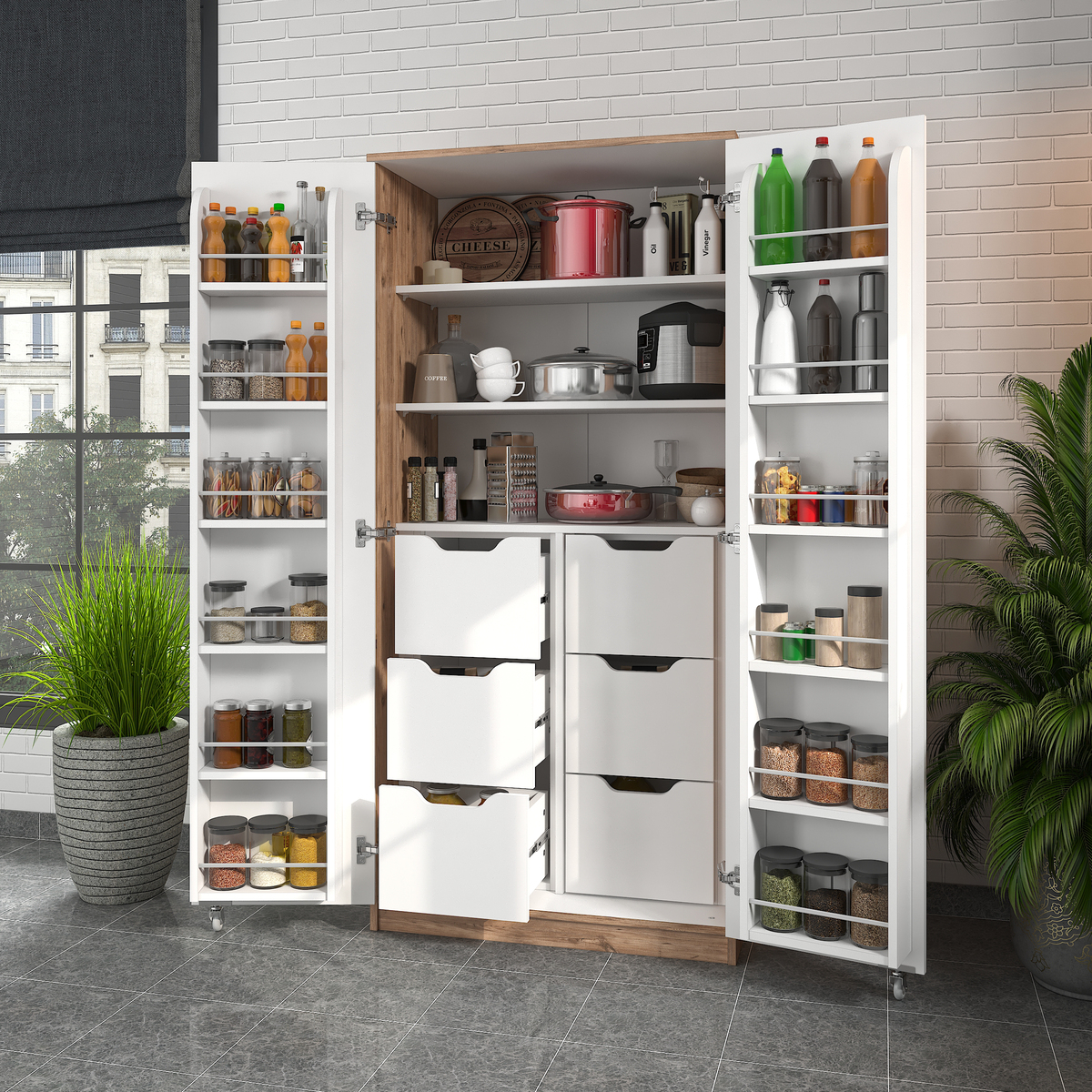 Sembol Kd 08 Kiler Dolabı 2 Kapılı 165 6 Çekmeceli ( AB ) 1830x862x469 Görseli