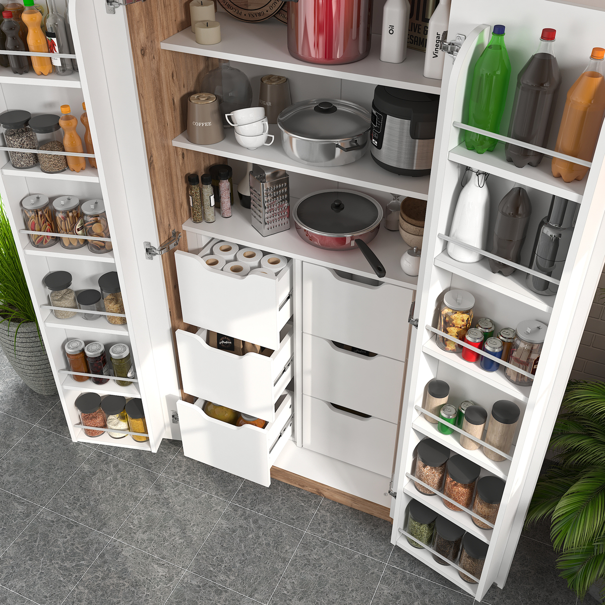 Sembol Kd 08 Kiler Dolabı 2 Kapılı 165 6 Çekmeceli ( AB ) 1830x862x469 Görseli