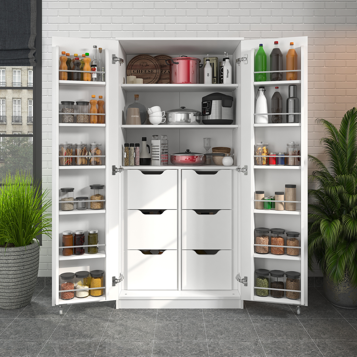 Sembol Kd 08 Kiler Dolabı 2 Kapılı 165 6 Çekmeceli ( B ) 1830x862x469 Görseli