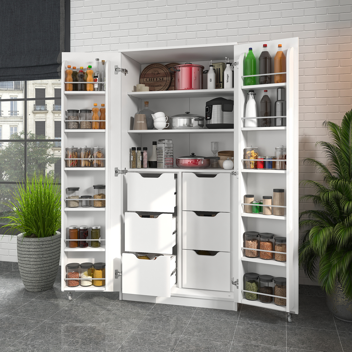 Sembol Kd 08 Kiler Dolabı 2 Kapılı 165 6 Çekmeceli ( B ) 1830x862x469 Görseli