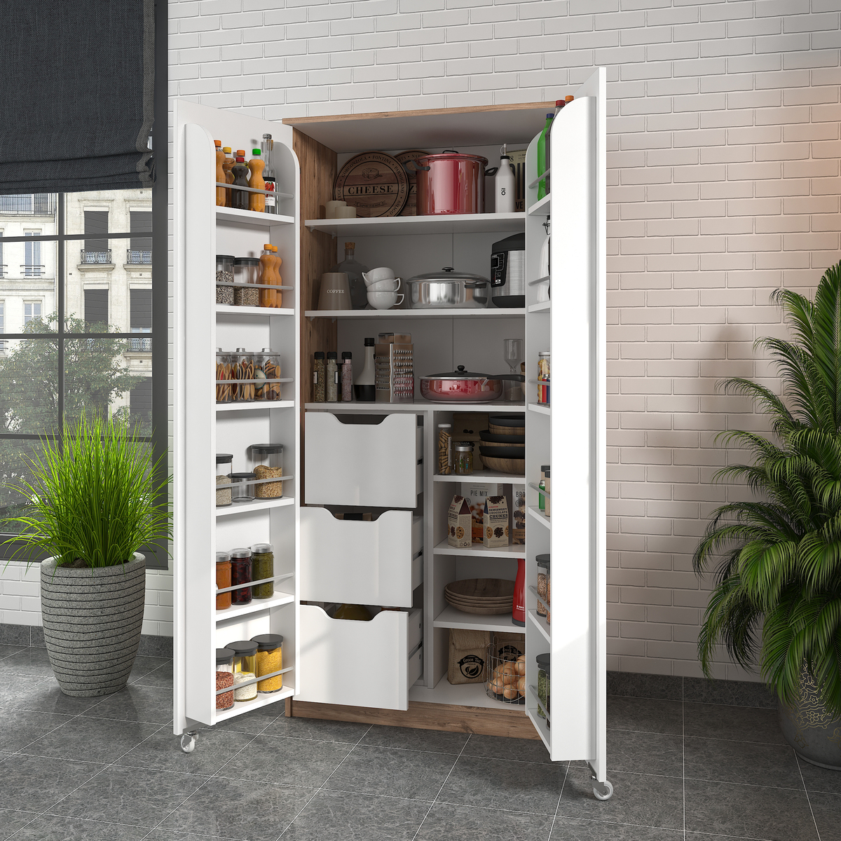 Sembol Kd 09 Kiler Dolabı 2 Kapılı 90 3 Çekmeceli ( AB ) 1830x862x469 Görseli