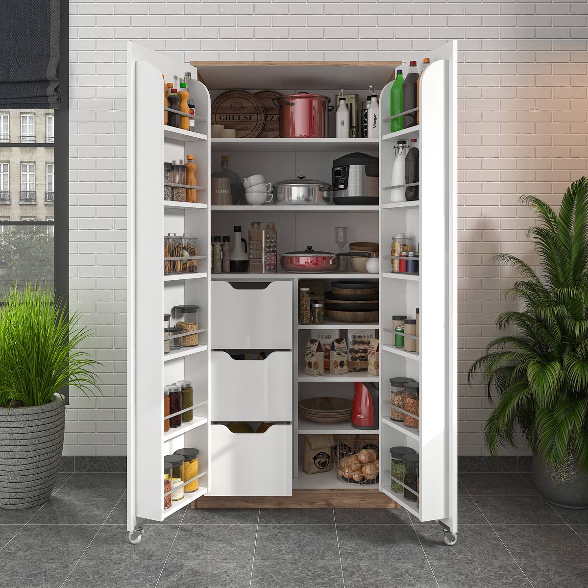 Sembol Kd 09 Kiler Dolabı 2 Kapılı 90 3 Çekmeceli ( AB ) 1830x862x469 Görseli