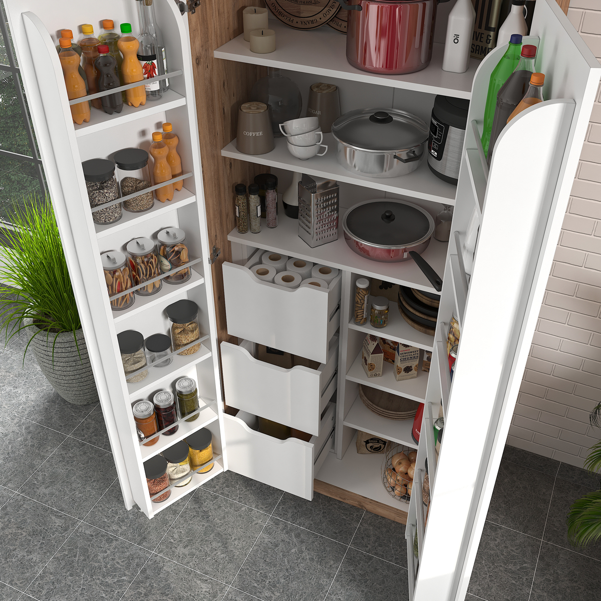 Sembol Kd 09 Kiler Dolabı 2 Kapılı 90 3 Çekmeceli ( AB ) 1830x862x469 Görseli