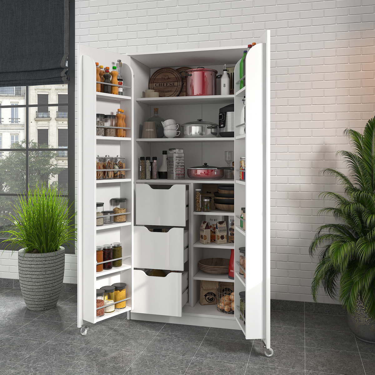 Sembol Kd 09 Kiler Dolabı 2 Kapılı 90 3 Çekmeceli ( B ) 1830x862x469 Görseli