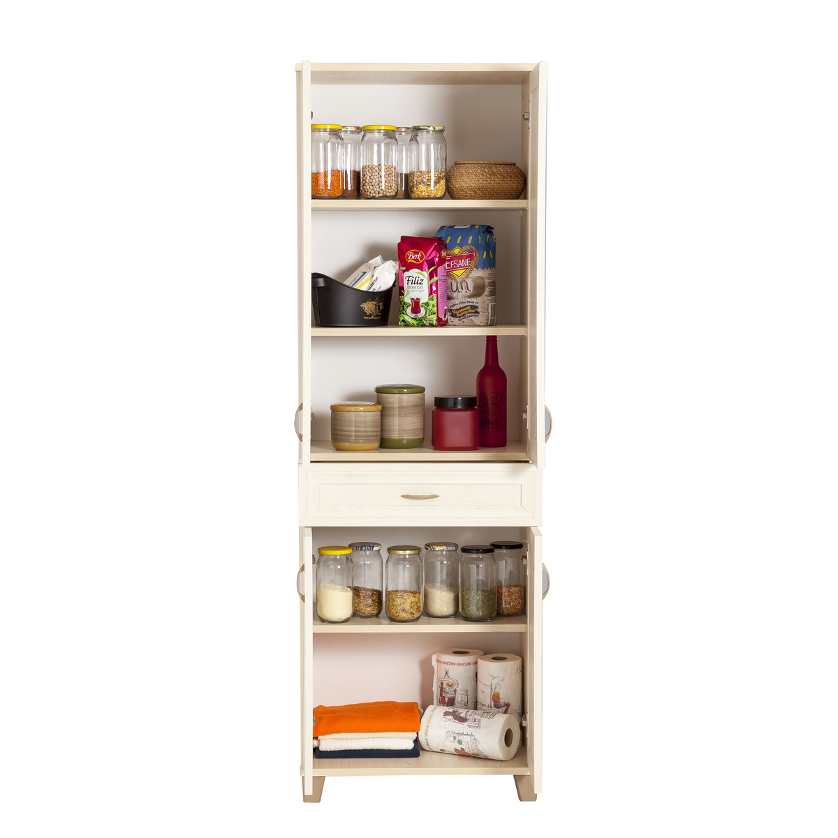 Sembol P 1082 Tek Çekmeceli - 4 Kapaklı Dolap ( Beyaz ) 180x60x40 Görseli