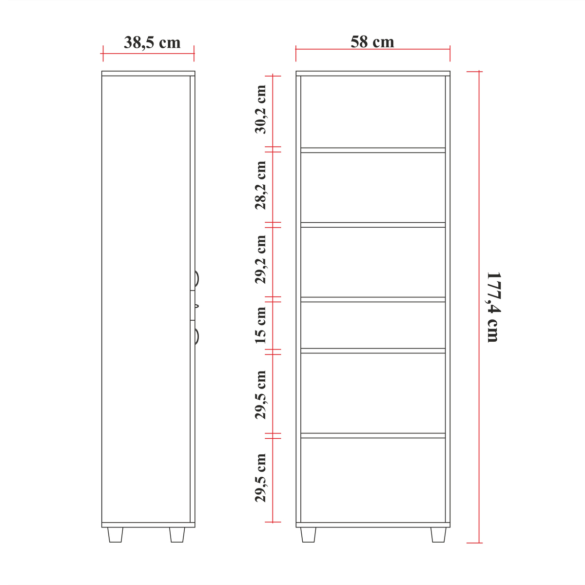 Sembol P 1082 Tek Çekmeceli - 4 Kapaklı Dolap ( Beyaz ) 180x60x40 Görseli