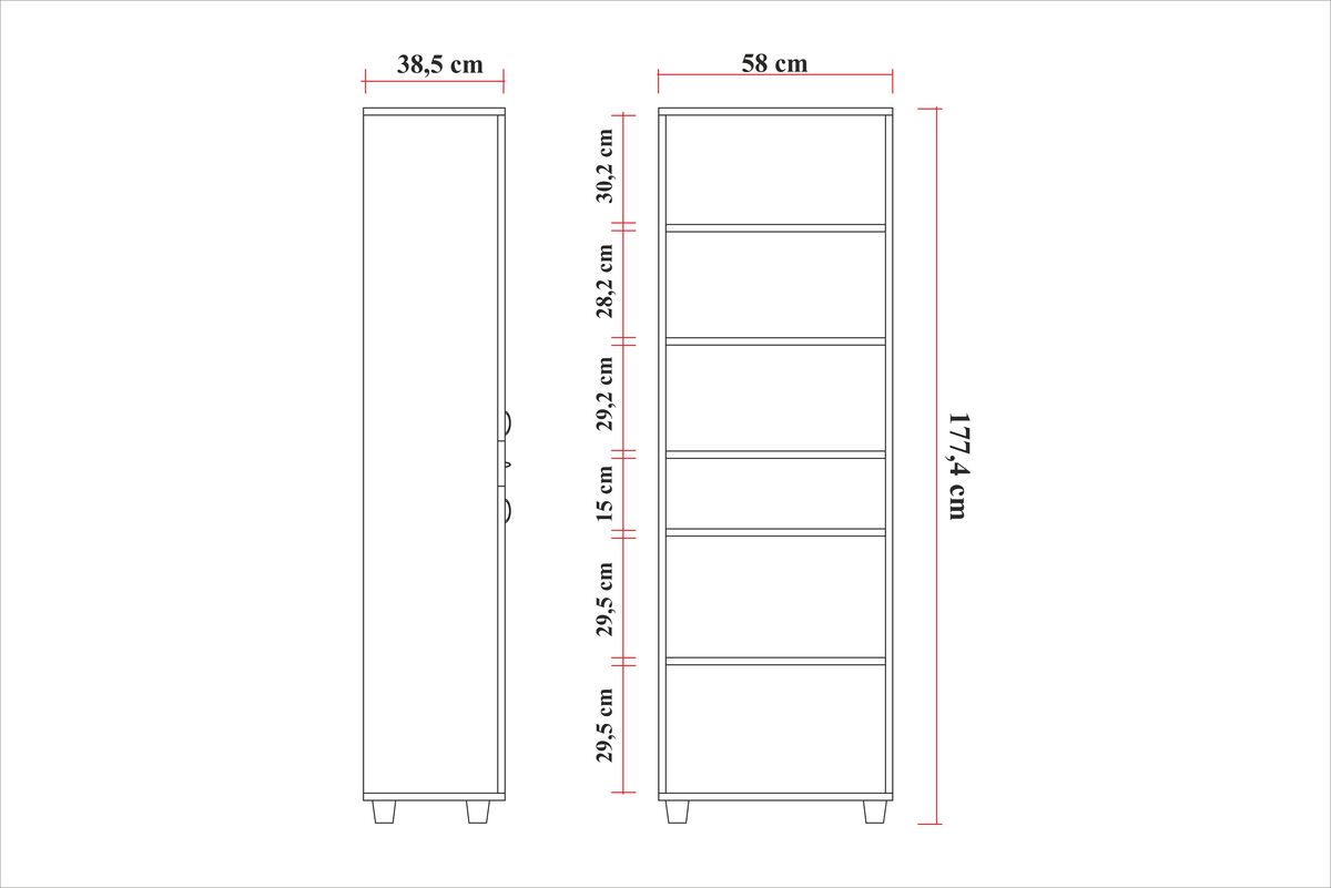 Sembol P 1084 Tek Çekmeceli - 4 Kapaklı Camlı Dolap ( A ) 180x60x40 Görseli