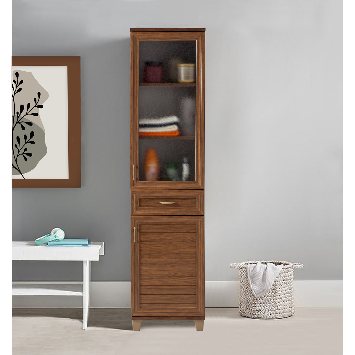 Sembol P 1086 Tek Çekmeceli - 2 Kapaklı Camlı Dolap ( C ) 180x45x40 Görseli