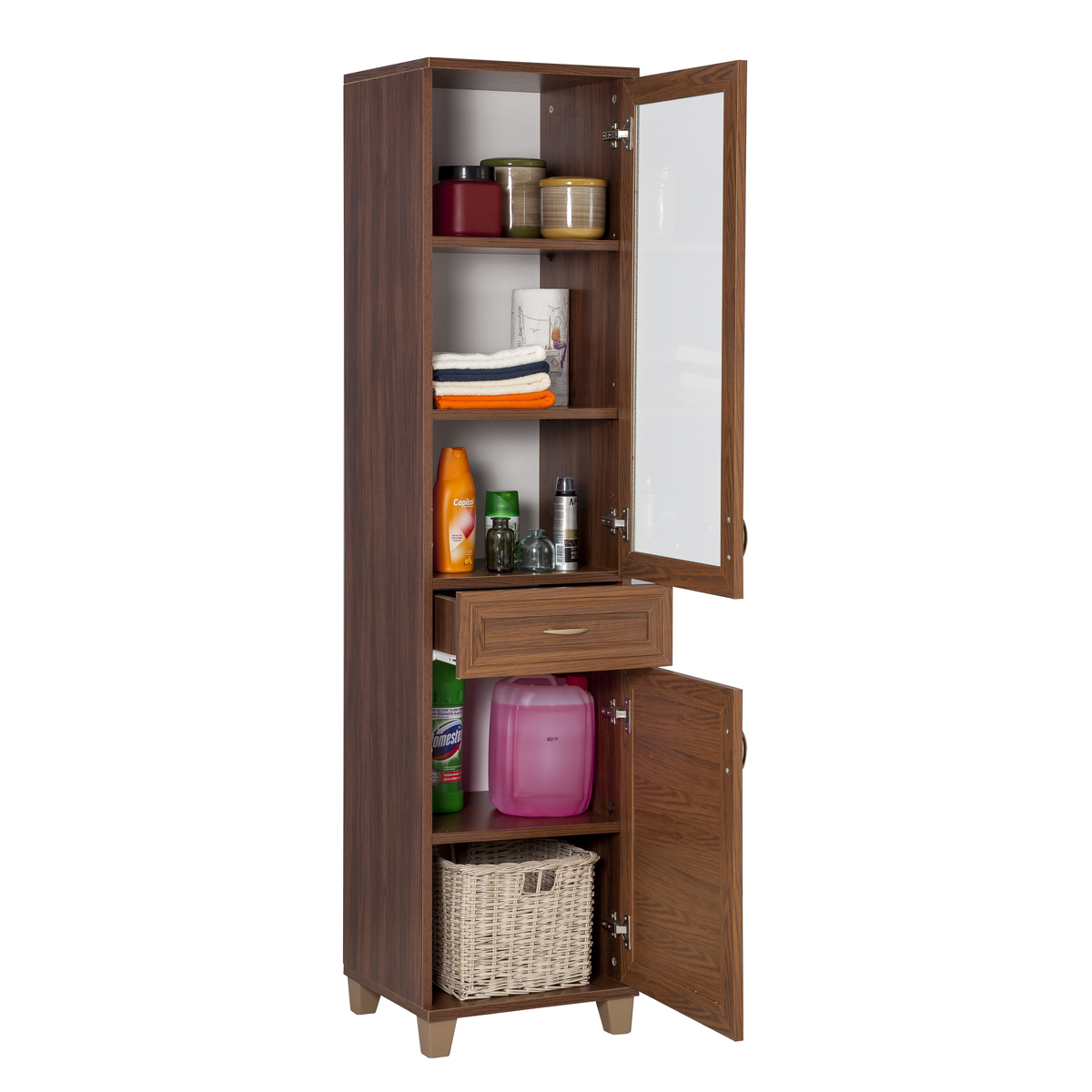 Sembol P 1086 Tek Çekmeceli - 2 Kapaklı Camlı Dolap ( C ) 180x45x40 Görseli