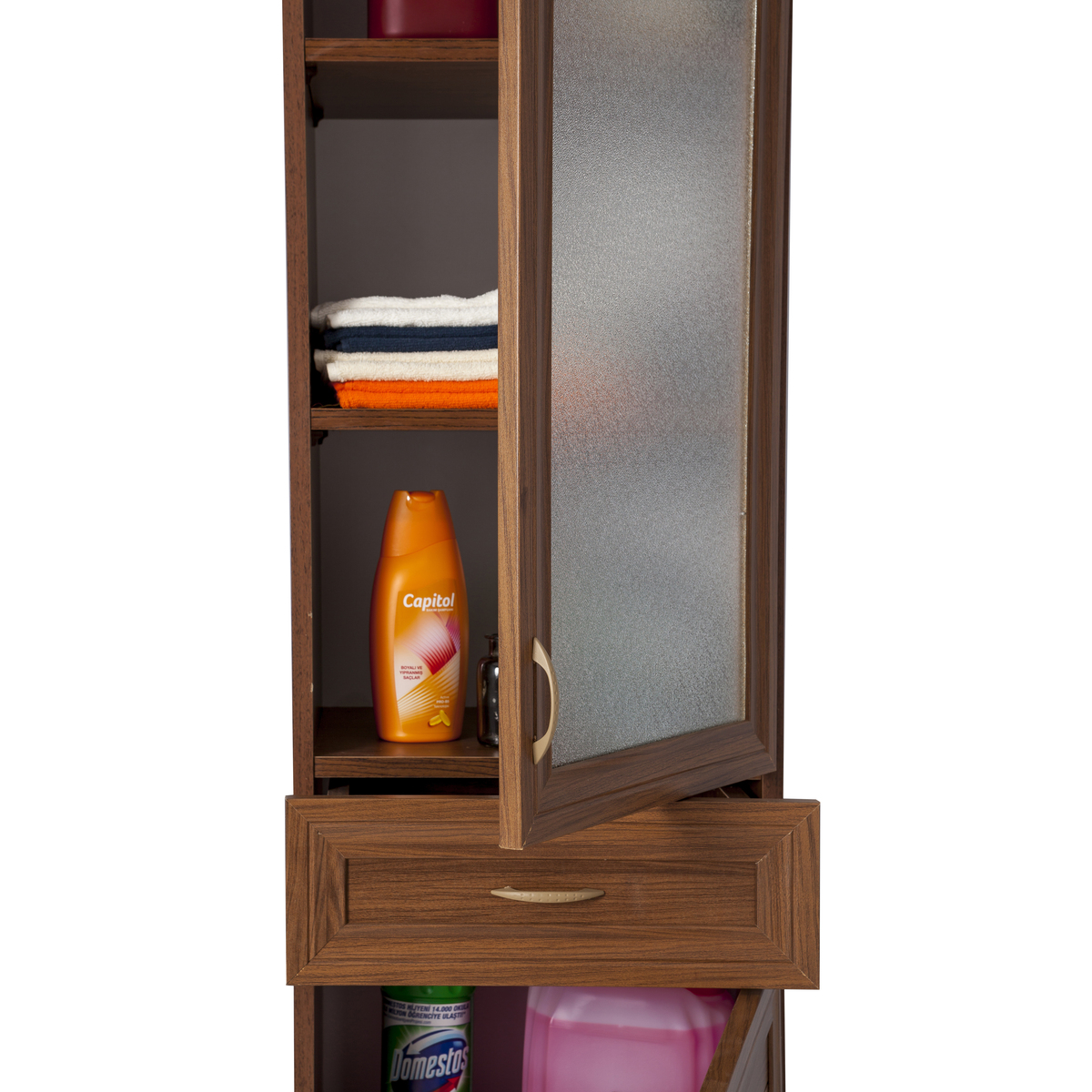 Sembol P 1086 Tek Çekmeceli - 2 Kapaklı Camlı Dolap ( C ) 180x45x40 Görseli