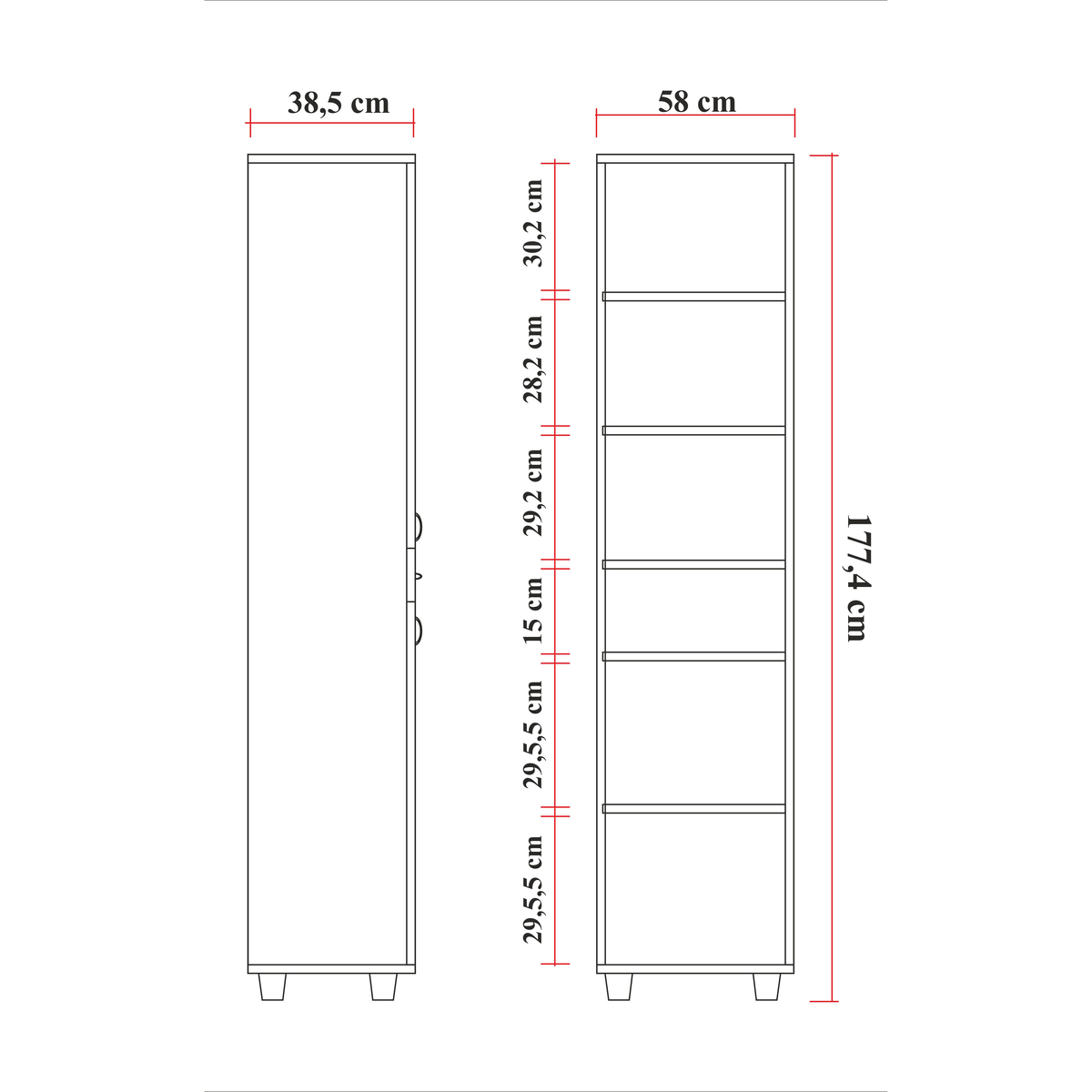Sembol P 1086 Tek Çekmeceli - 2 Kapaklı Camlı Dolap ( C ) 180x45x40 Görseli