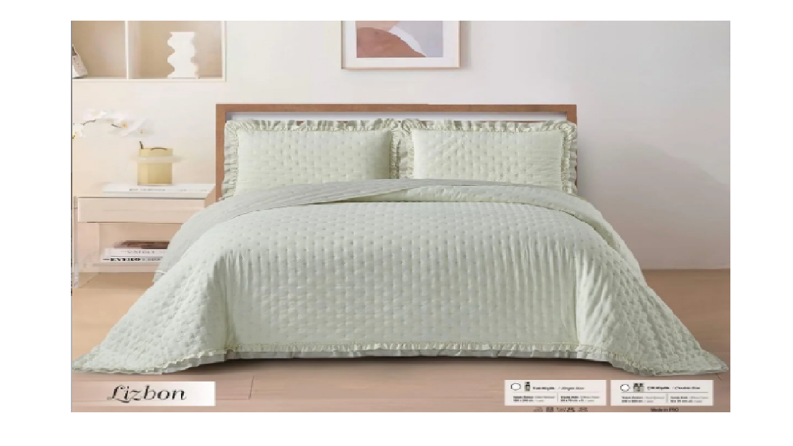 Golden Home Lizbon Micro Çift Yatak Örtüsü Gri