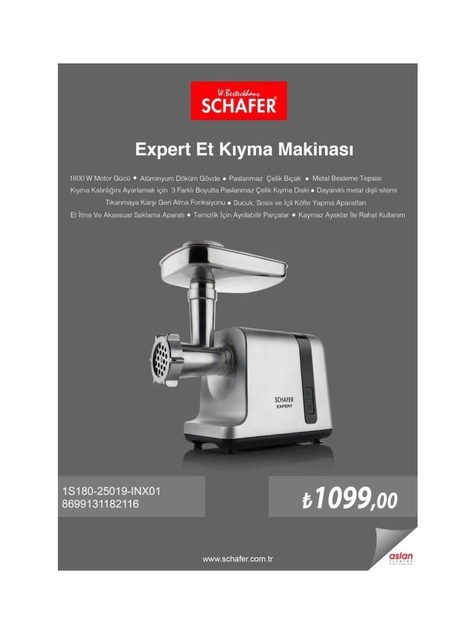 Schafer Expert Et Kıyma Makinesi - Inox Görseli
