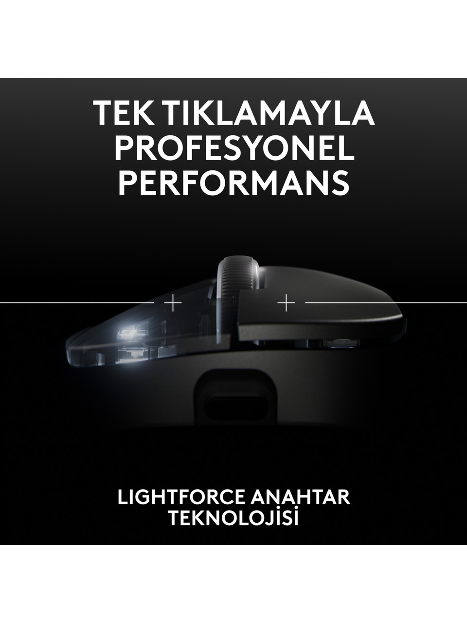 Logitech G PRO X Superlight 2 DEX Lightspeed Hero Şarjlı Optik Kablosuz Oyuncu Mouse Siyah Görseli