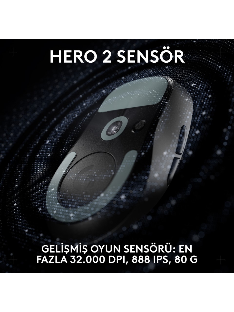 Logitech G PRO X Superlight 2 DEX Lightspeed Hero Şarjlı Optik Kablosuz Oyuncu Mouse Siyah Görseli