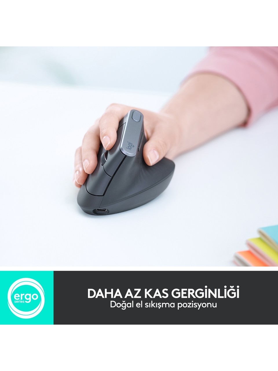 Logitech Mx Vertical 910-005448 Dikey Şarjlı Ergonomik Optik Kablosuz Mouse Görseli