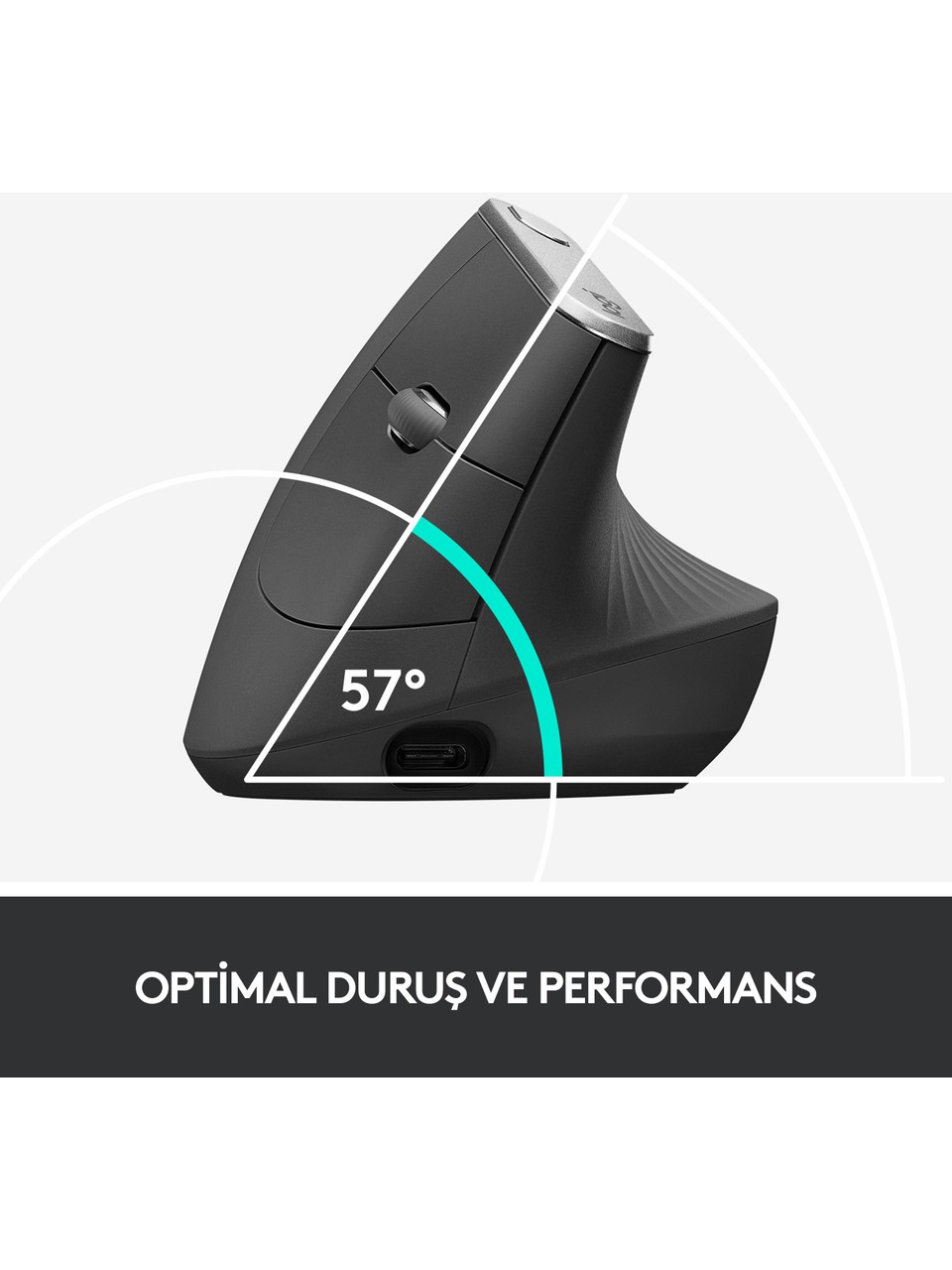 Logitech Mx Vertical 910-005448 Dikey Şarjlı Ergonomik Optik Kablosuz Mouse Görseli