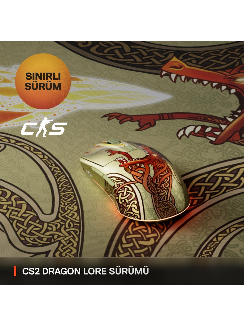 SteelSeries CS2 Dragon Lore Edition Şarjlı Optik Kablosuz Oyuncu Mouse Görseli