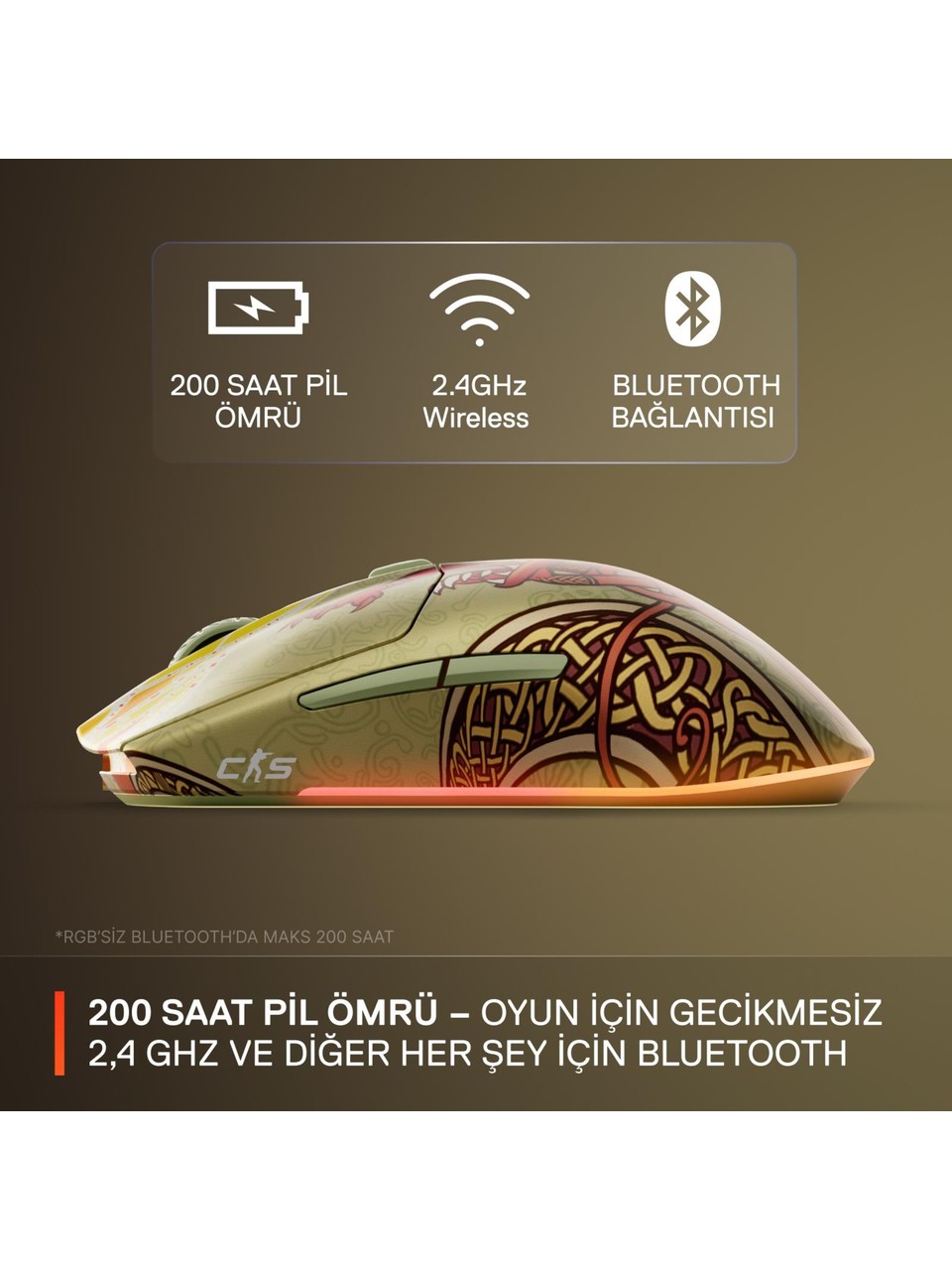 SteelSeries CS2 Dragon Lore Edition Şarjlı Optik Kablosuz Oyuncu Mouse Görseli