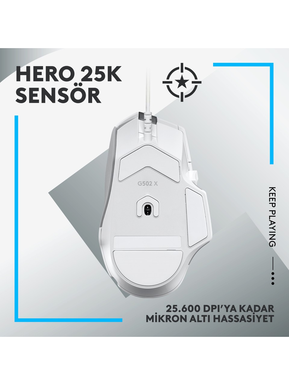 Logitech G502 X 910-006147 Beyaz Optik Kablolu Oyuncu Mouse Görseli