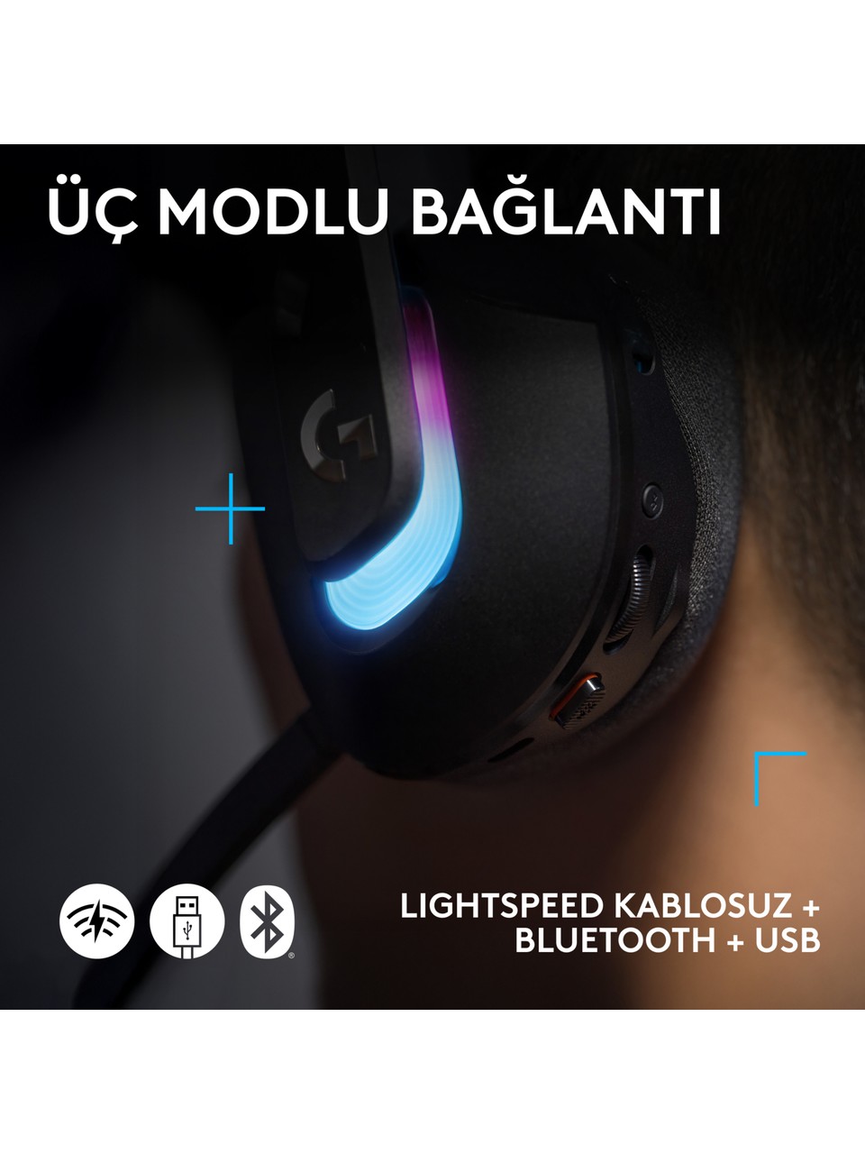 Logitech G522 Lightspeed Siyah RGB Kablolu/Kablosuz Kulak Üstü Oyuncu Kulaklığı Görseli