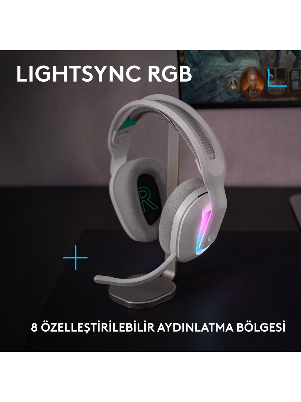 Logitech G522 Lightspeed Beyaz RGB Kablolu/Kablosuz Kulak Üstü Oyuncu Kulaklığı Görseli