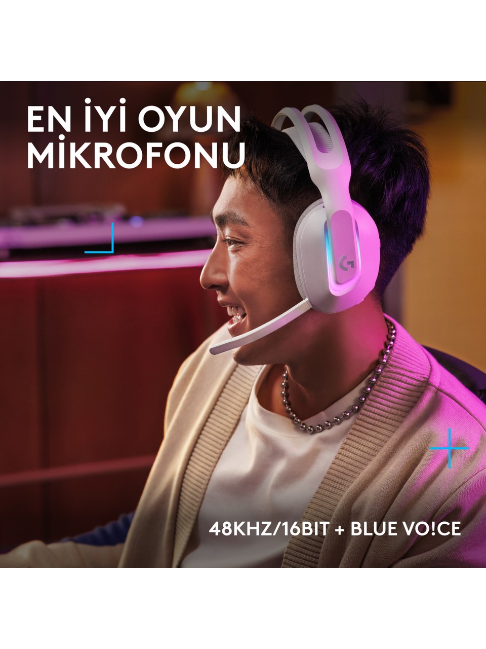 Logitech G522 Lightspeed Beyaz RGB Kablolu/Kablosuz Kulak Üstü Oyuncu Kulaklığı Görseli