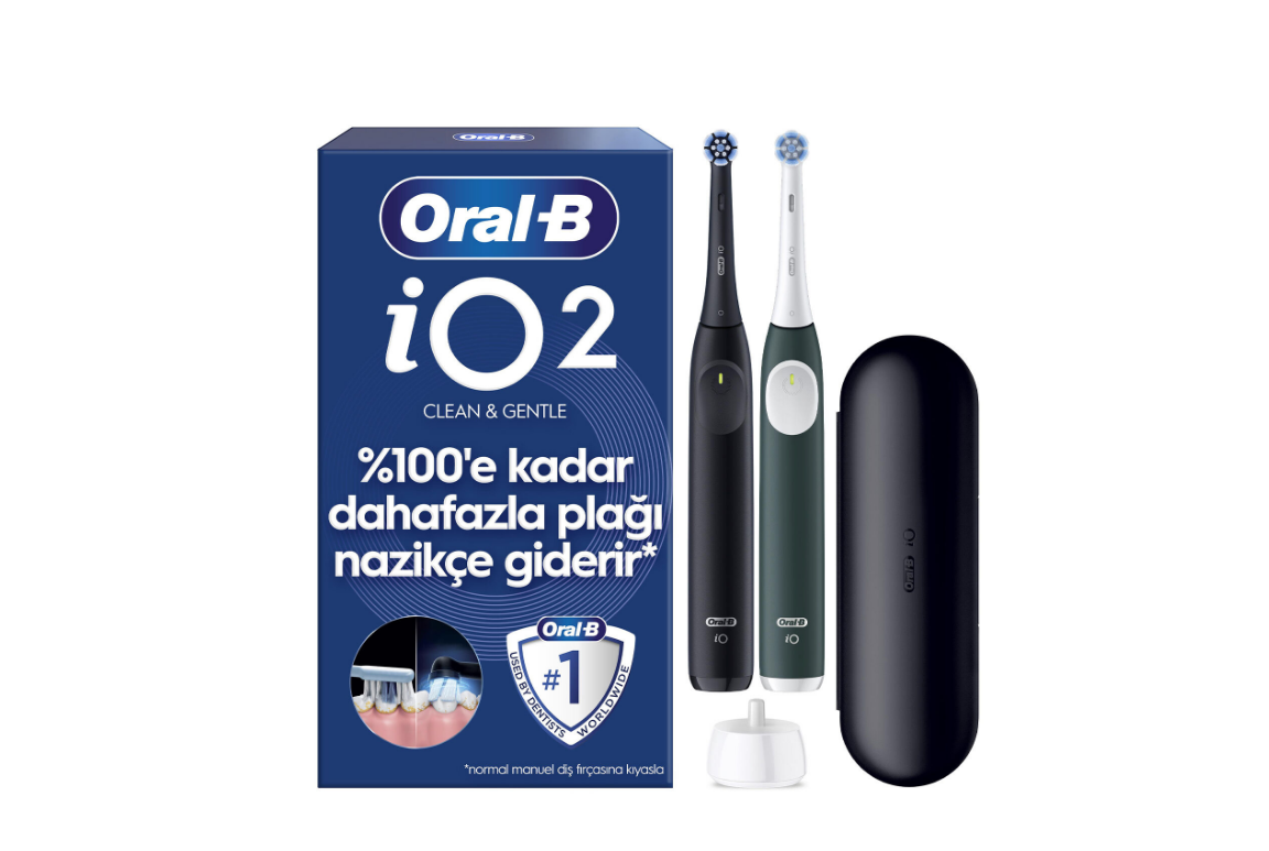 Oral-B iO 2 Şarjlı Diş Fırçası Seti 2'li Siyah & Orman Yeşili