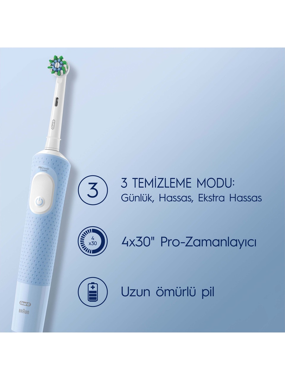 Oral-B D103 Vitality Pro Cross Action Şarjlı Diş Fırçası Mavi Görseli