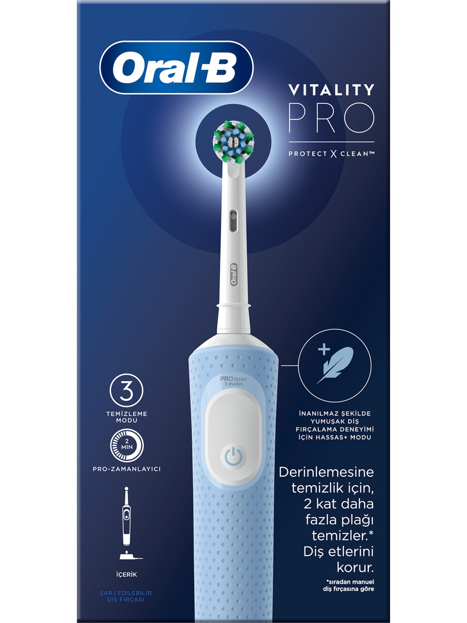 Oral-B D103 Vitality Pro Cross Action Şarjlı Diş Fırçası Mavi