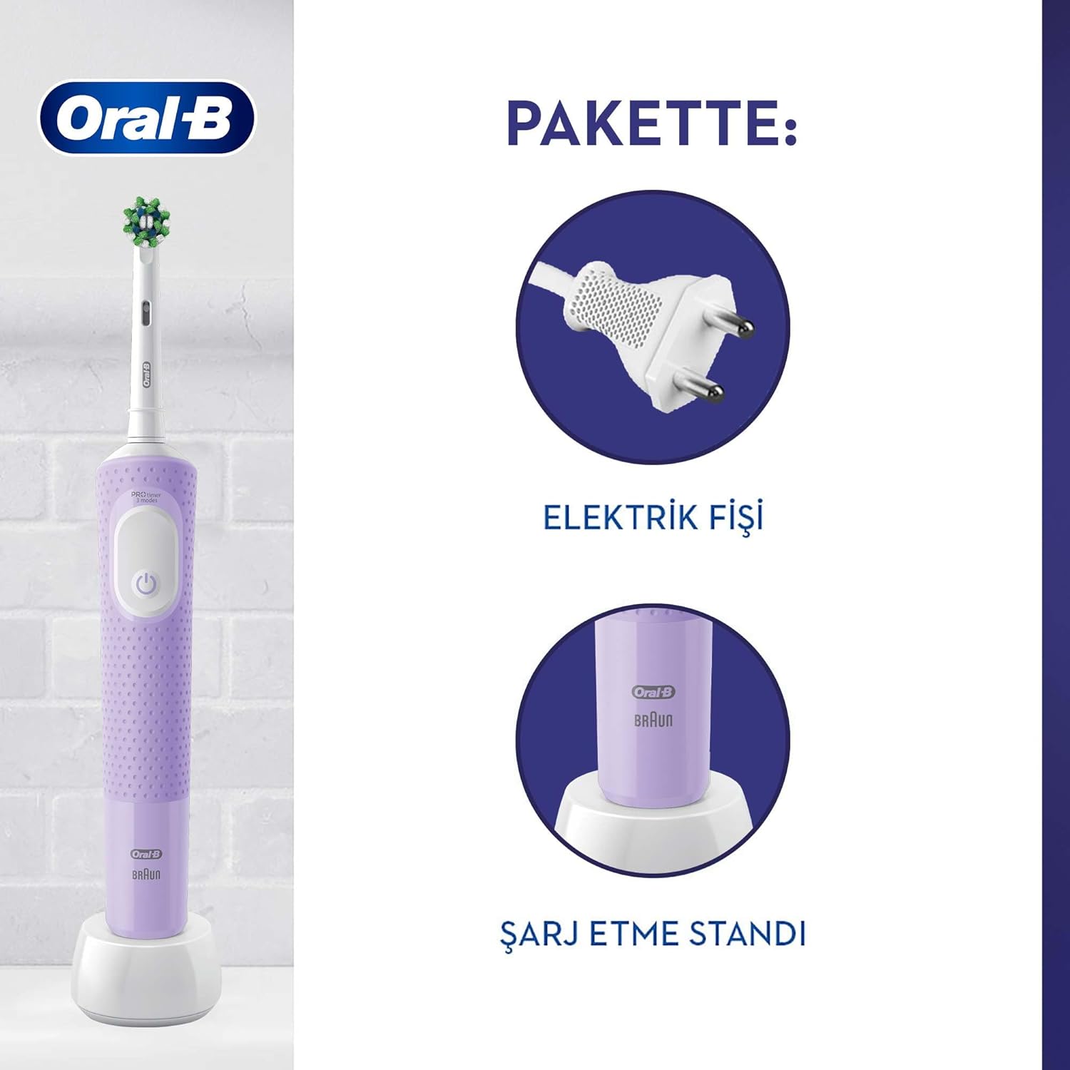 Oral-B D103 Vitality Pro Cross Action Şarjlı Diş Fırçası Lila Görseli