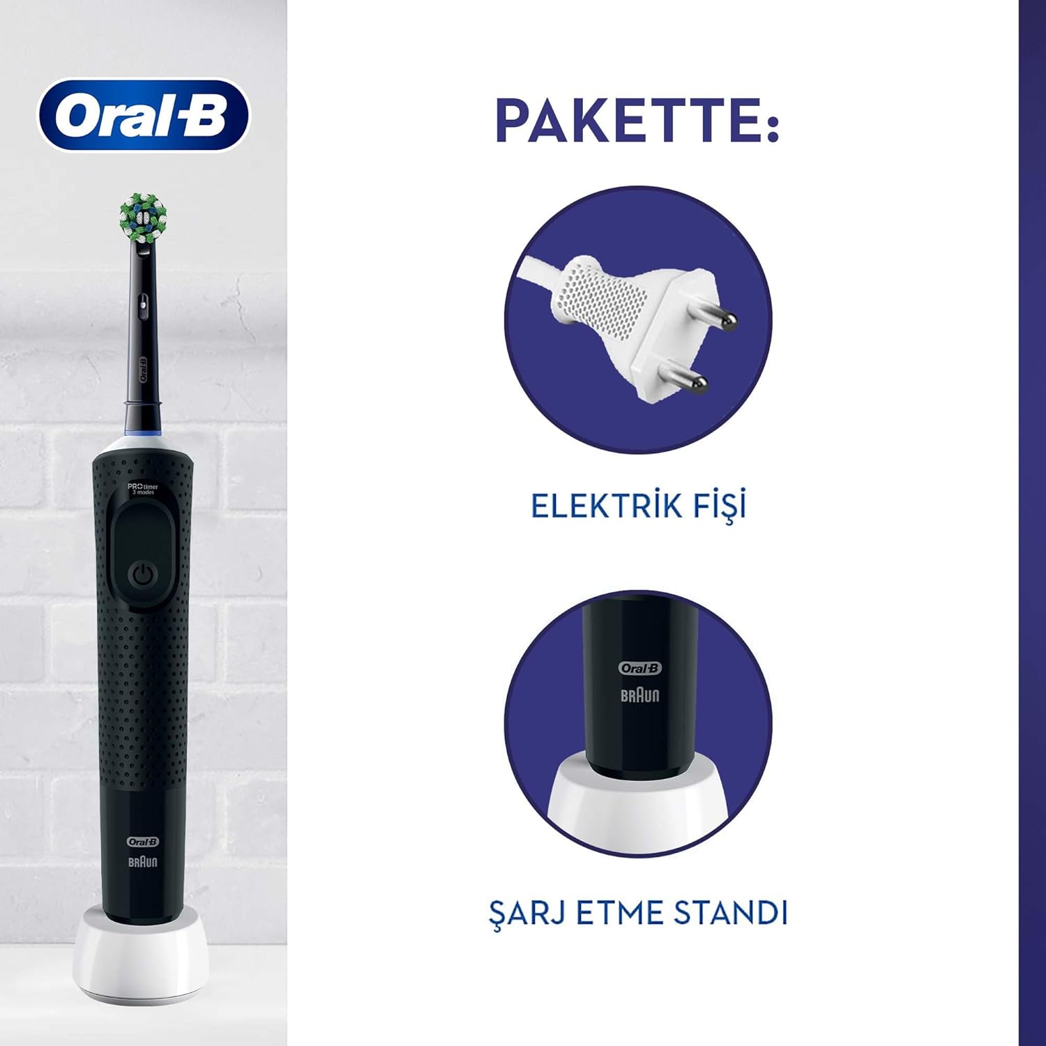 Oral-B D103 Vitality Pro Cross Action Şarjlı Diş Fırçası Siyah